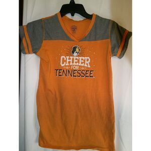 Vintage Tennessee Volunteers V-Neck Cheer T-Shirt Orange & Gray‎ Girls XL